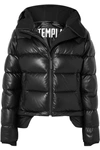 TEMPLA HOODED TECH-JERSEY AND QUILTED LEATHER DOWN JACKET