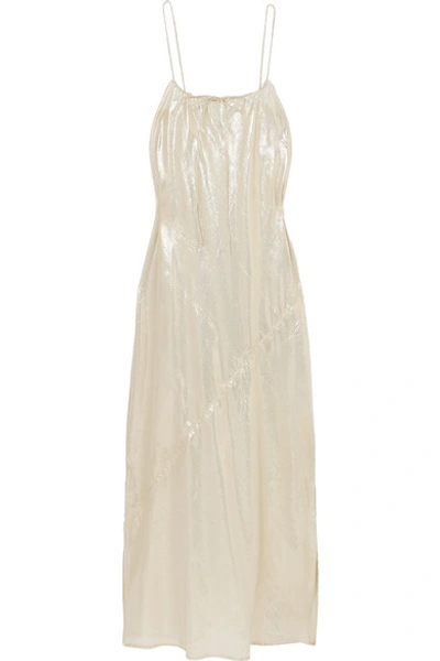Lisa Marie Fernandez Metallic Cotton-blend Maxi Dress In Platinum