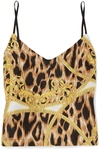 VERSACE CROPPED PRINTED SILK-TWILL CAMISOLE