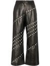 MATERIEL STUDDED WIDE LEG FAUX LEATHER TROUSERS