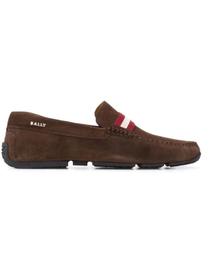 Bally 对比条纹乐福鞋 - 棕色 In Brown