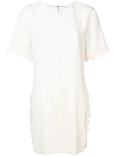 Chloé Scalloped T-shirt Dress - 大地色 In Cream