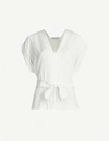 SANDRO BELTED SILK CREPE TOP