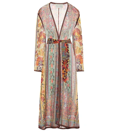 Etro Crochet-trimmed Printed Silk-chiffon Dressing Gown In Multicolor