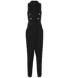 Balmain Button-embellished Stretch-knit Jumpsuit In Black