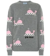 Prada Whale-intarsia Wool And Cashmere-blend Sweater In Gray