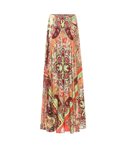 Etro Paisley Pattern Silk Blend Long Skirt In Multicolour