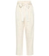 BRUNELLO CUCINELLI HIGH-WAISTED COTTON AND LINEN PANTS,P00369082