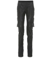 RICK OWENS LEATHER AND STRETCH COTTON PANTS,P00356886