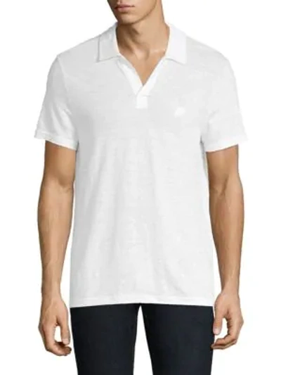 Vilebrequin Regular Fit Short Sleeve Linen Polo Shirt In White