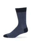 Marcoliani Men's Mid-calf Knitted Herringbone Cotton Socks In Ocean