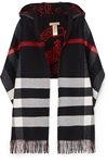 BURBERRY HOODED CHECKED INTARSIA WOOL AND CASHMERE-BLEND SCARF