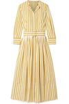 OSCAR DE LA RENTA STRIPED COTTON-POPLIN MIDI DRESS