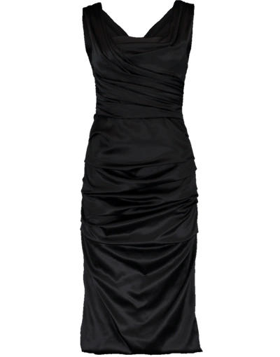 Dolce & Gabbana Gathered Ruffle Midi Dress In Black