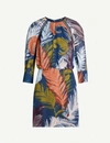 Reiss Namina Feather-print Crepe Dress In Multi