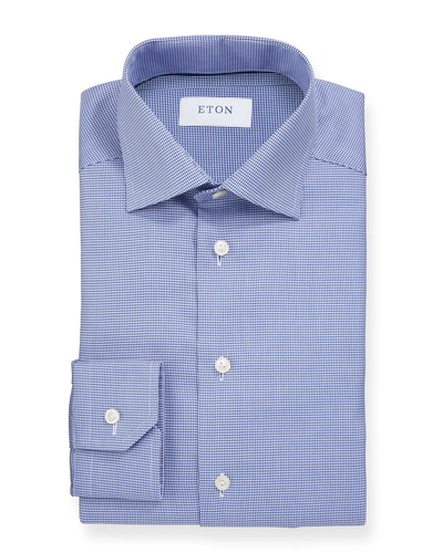 Eton Men's Basic Slim-fit Houndstooth Dress Shirt In Blue