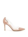 Gianvito Rossi Plexi 85 Python, Leather And Pvc Pumps In Dahlia Trasp (pink)