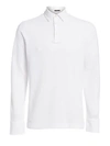 Loro Piana Men's Huckalce Long-sleeve Polo Shirt In White