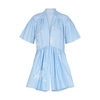 STELLA MCCARTNEY BLUE EMBROIDERED COTTON PLAYSUIT