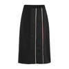 GIVENCHY BLACK PLEATED SILK CREPE DE CHINE SKIRT