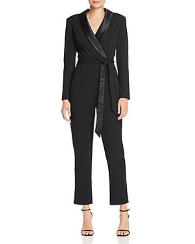 Adrianna Papell Plus Size Tuxedo Jumpsuit In Black