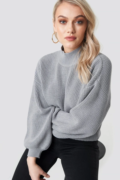 Na-kd Big Sleeve Knitted Sweater - Grey