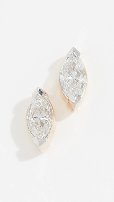 Adina Reyter 14k Single Marquise Post Earrings In Yellow Gold