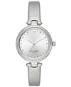 KATE SPADE KATE SPADE NEW YORK WOMEN'S HOLLAND SILVER-TONE LEATHER STRAP WATCH 34MM