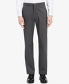 Calvin Klein Men's Slim-fit Performance Stretch Wrinkle-resistant Mini Grid Dress Pants In Cinder Block