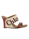 CHLOÉ CHLOE MILD BEIGE FABRIC/LEATHER SANDALS,10806753