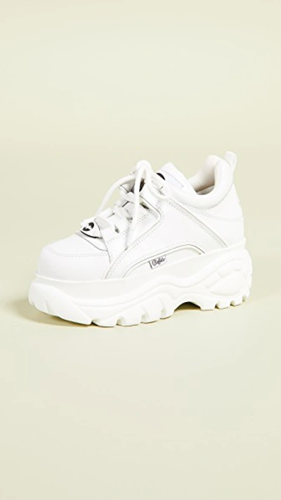 Buffalo White 60 Patent Leather Platform Sneakers In White