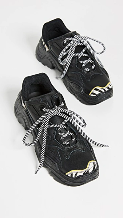 N°21 Billy Leather And Mesh Trainers In Black