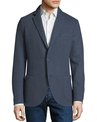 Loro Piana Men's Heathered Cashmere Sweater Jacket In Dark Blue