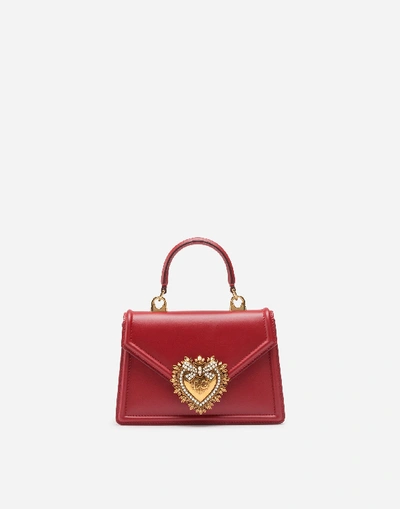 Dolce & Gabbana Small Smooth Calfskin Devotion Bag In Red