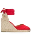 Castaã±er Castañer Ankle Fastened Wedge Espadrilles - Red In Red