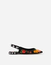 DOLCE & GABBANA PRINTED CHARMEUSE SLINGBACKS WITH EMBROIDERY