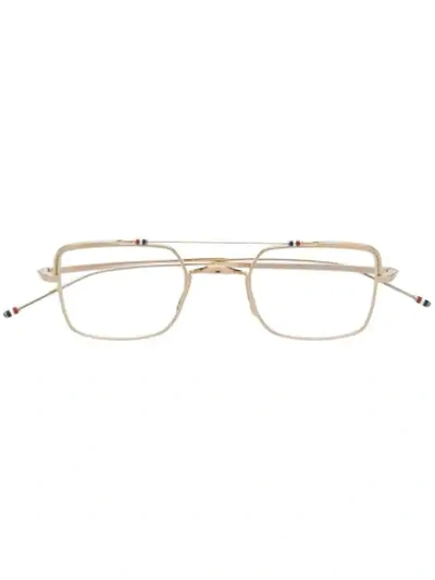 Thom Browne Eyewear Square Glasses - 金色 In White Gold -silver