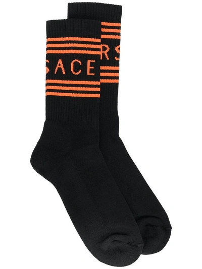 Versace Logo Socks - 黑色 In Black