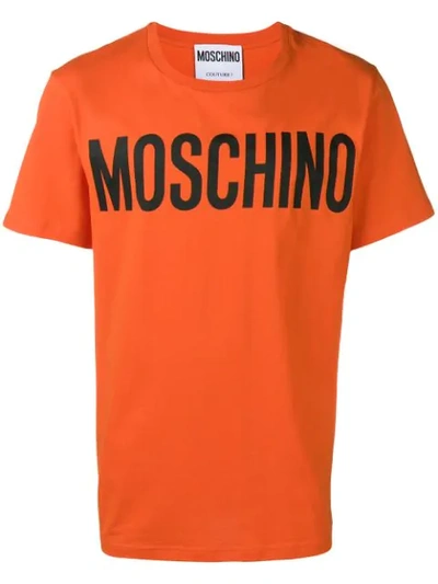 Moschino Logo Print T-shirt In Orange