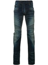 BALMAIN BALMAIN TAPERED BIKER JEANS - 蓝色