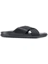 PRADA PRADA CROSS STRAP SANDALS - 黑色