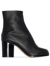 Maison Margiela Block Heel Leather Round Toe Boots In Black