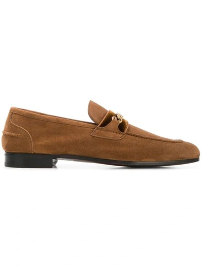 Tom Ford Wilton Chain-embellished Velvet-trimmed Suede Loafers In Brown