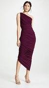 Norma Kamali Norma Kamal Diana Off The Shoulder Ruched Evening Gown In Plum