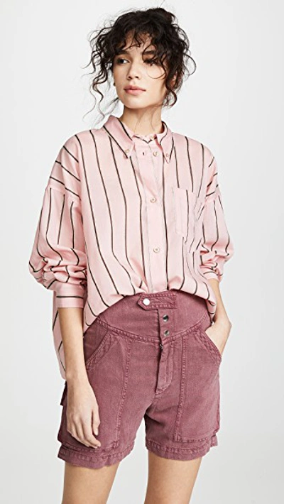 Isabel Marant Étoile Ycao Striped Cotton-blend Shirt In Pink