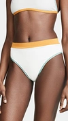 L*space French Cut High Waist Textured Swim Bottoms In Cream/bronze/reef Green