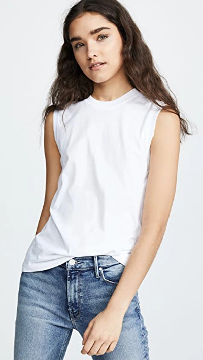 Atm Anthony Thomas Melillo Pima Cotton Ruched Sleeveless Top In White