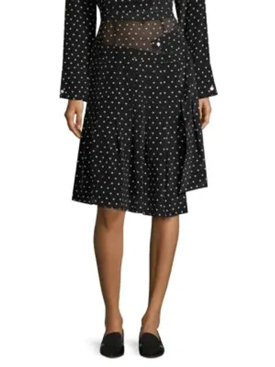 Sandy Liang Asymmetric Silk Polka-dot Skirt In Lit