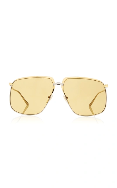 Gucci Aviator Square Metal Sunglasses In Gold