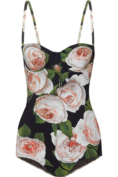 Dolce & Gabbana Floral Print Lycra Bathing Suit In Multicolor